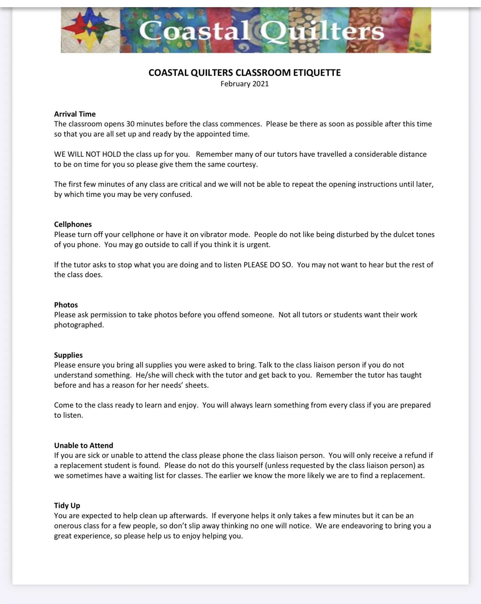 Classroom Etiquette